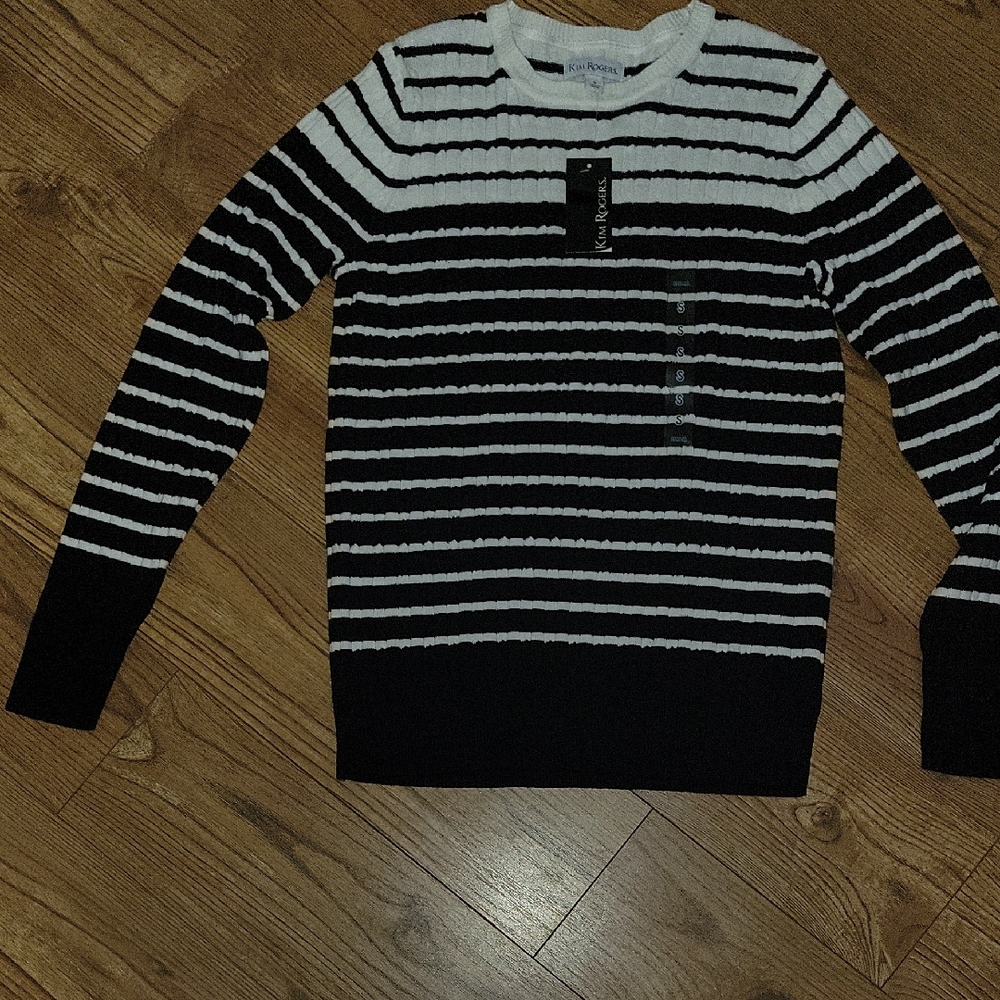 Kim Rogers Black and White Crew Neck Sweater